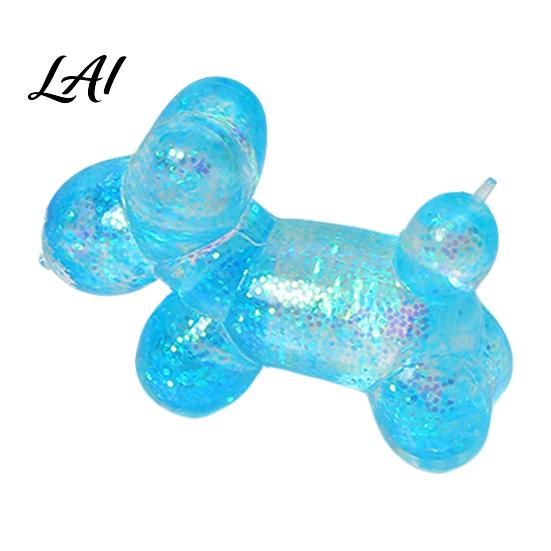 Soft Stress Ball Glitter Balloon Dog Squeeze Toy Relief Transparent Sensory Relaxation Toy Stretchy Animal Shape Fidget for Home Office Classroom