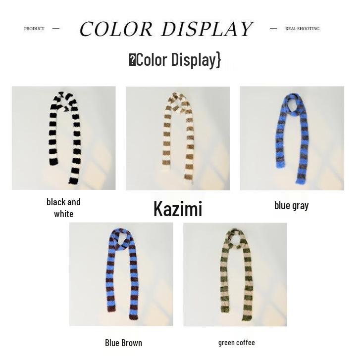 

2025 New Women s Thin Striped Plush Scarf - Autumn Winter Warm Y2K Niche Design