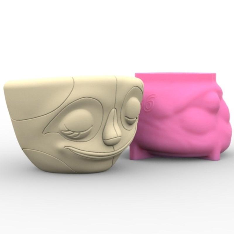 Reusable Face Shaped Succulent Pots Mold Flower Planter Silicone Mold for Face Succulent Pots Art and Craft Projects