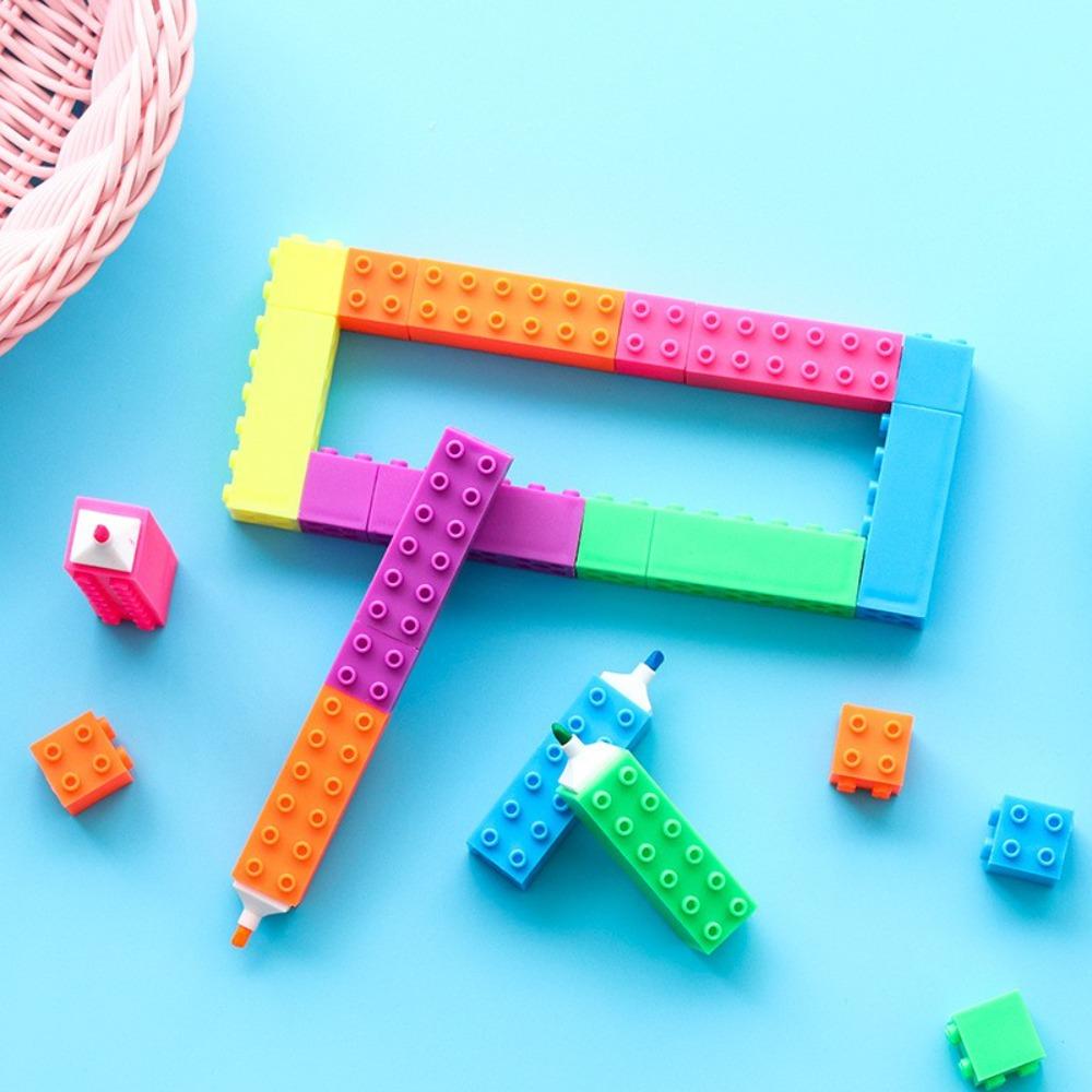 Plastic Building Up Block Highlighter Pen Colorful Markers Pen Art Stationery Highlighters Drawing Tools Office School Supplies