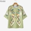 Dames Casual Ronde Hals Losse Halve Mouw Print Blouse