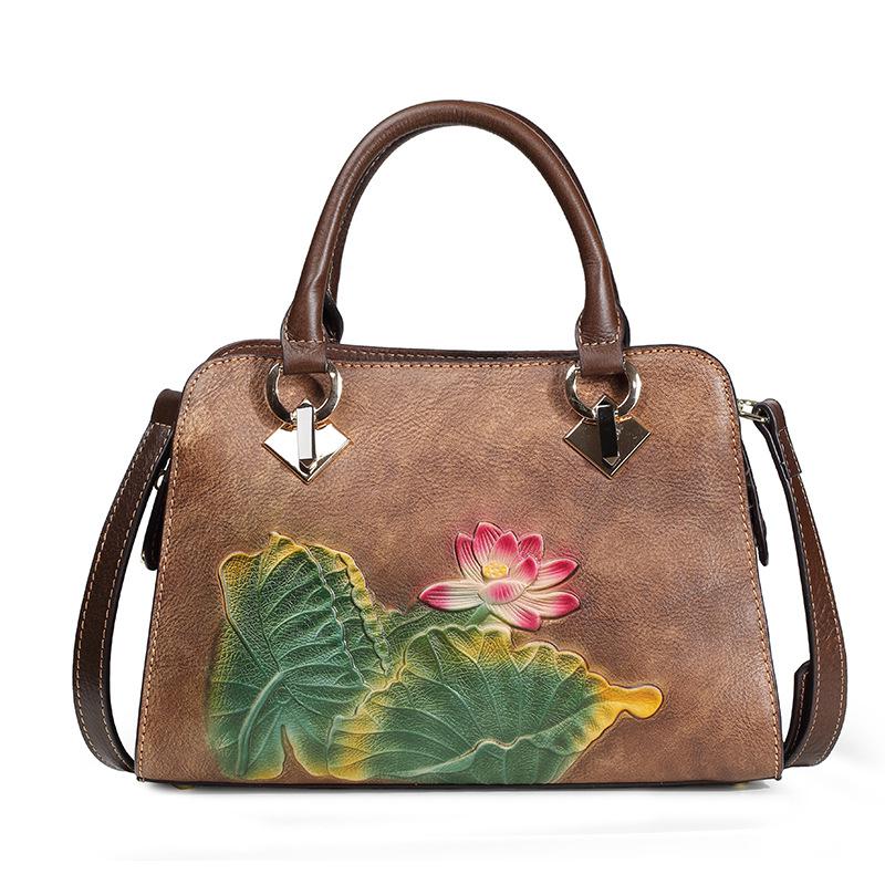 

Роскошная сумка Johnature, женские сумки в стиле ретро, ​​сумки из натуральной кожи, сумки ручной работы с тиснением для отдыха, сумки на плечо и через плечо из воловьей кожи кофейный