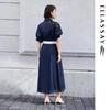 ELLASSAY 2026 Summer French Retro Ramie Embroidered Dress