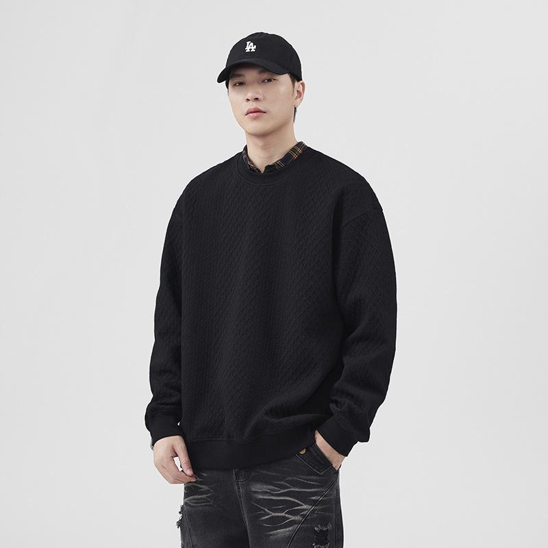 

Имитация свитера с жаккардовой вязкой, черный свитер для мужчин, осень и зима, свободный, однотонный, большой размер, плотный топ 4XL чёрный
