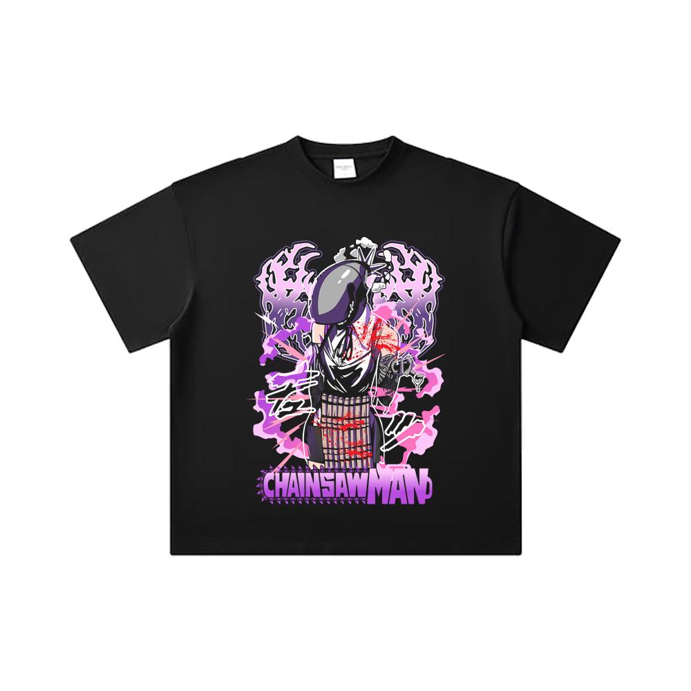 260 GSM Double Yarn 32 Count 100% Cotton Chainsaw Man V53 Reze Print Unisex Heavy Cotton T Shirt