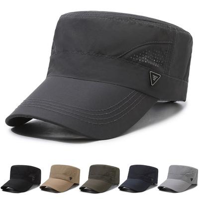 Summer Sunshade Flat Top Hat Men's Outdoor Quick-Drying Hat Fishing Breathable Hat