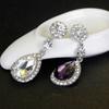 1 Pair Lady Earrings Rhinestone Inlaid Shiny Water Drop Shape Elegant Drop Earrings for Gift