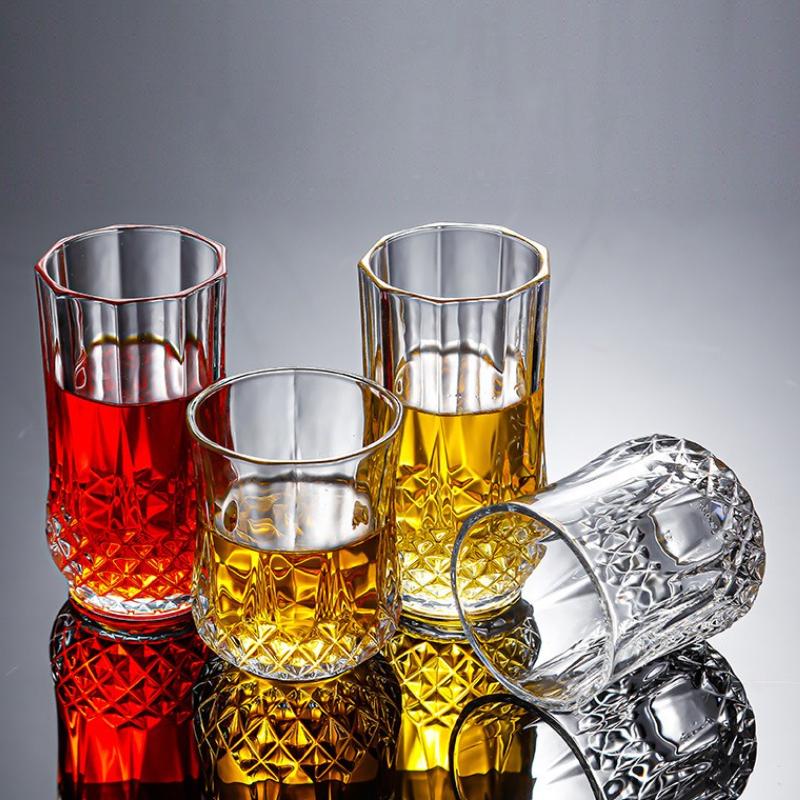 215ml/250ml/310ml/360ml Whiskey Glass Creative Diamond Relief Wine Glass Party Bar Drinking Tools Cocktail Glass Water Bottle