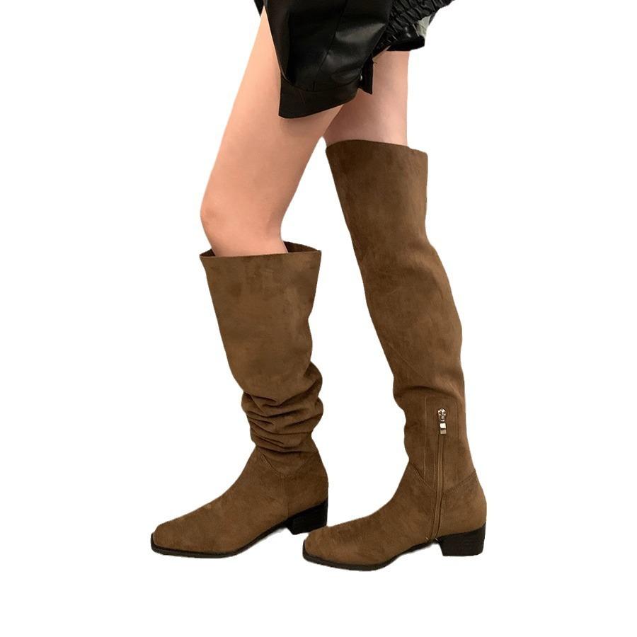 Thick Heel Western Cowboy Vintage Over-the-Knee Boots Women's Shoes 2025 New Autumn and Winter Stacking Boots Long Knight Boots