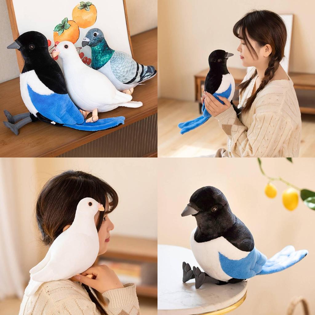 Realistic Plush Pigeon Toy With Soft Pp Cotton Filling, Perfect For Decor And Gifts, Available In White And Green