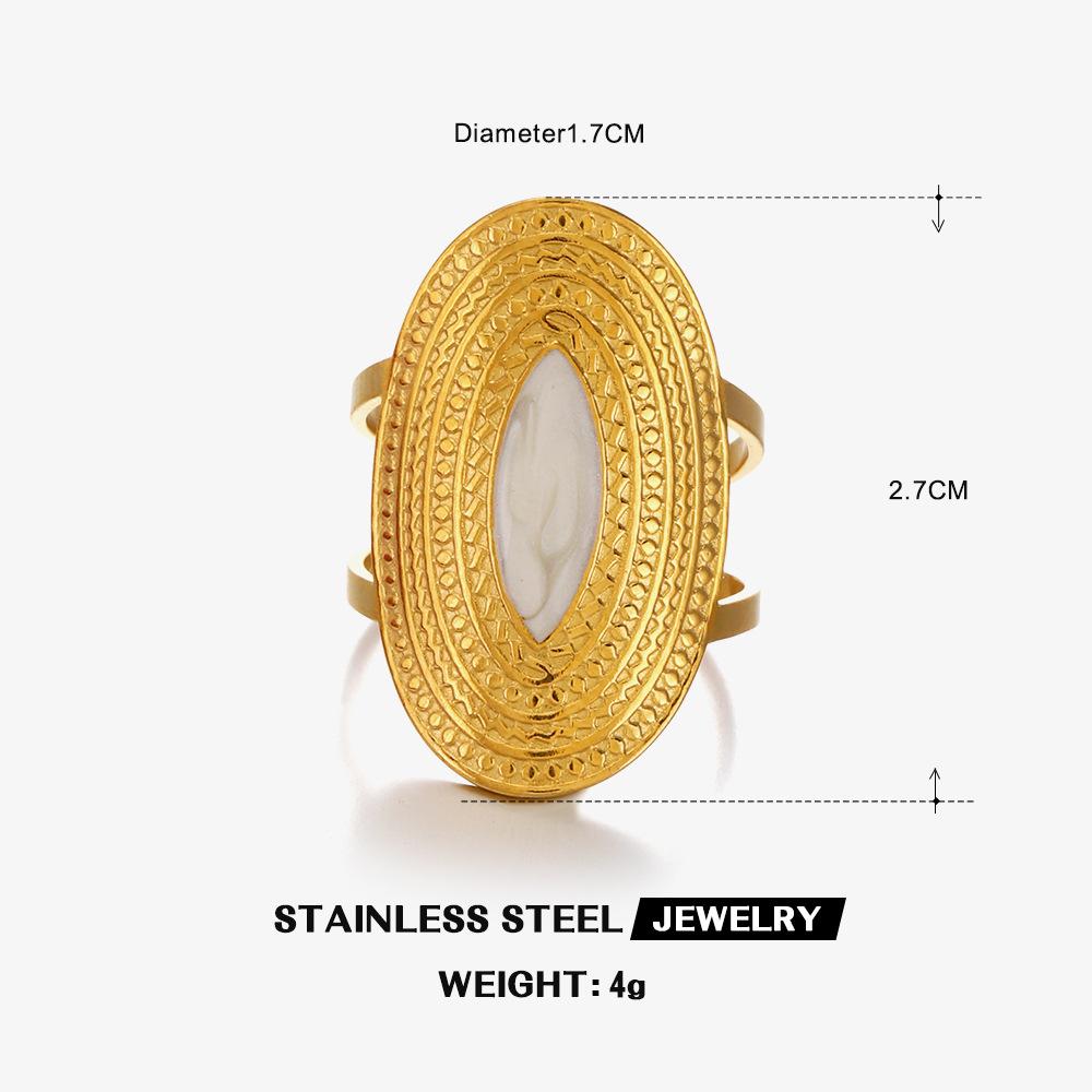 Fashionable Trendy Stainless Steel Geometric Oval-shaped Open-ended Fashion 18K Gold-plated Ring Finger Ring 