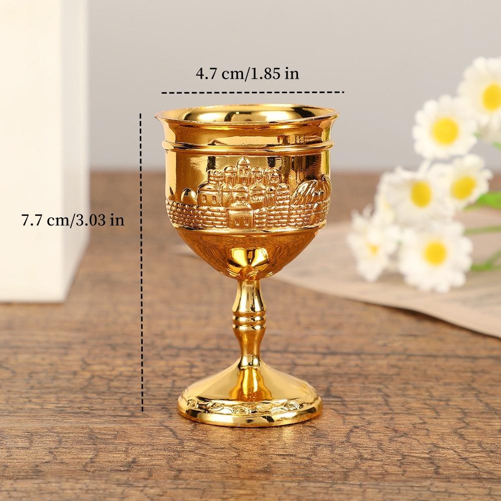 European Liquor Cup, Alloy Light Luxury Carved Pattern Goblet, Retro Mini Vodka Tumbler,  Creative Gift Home Decoration, 1pcs