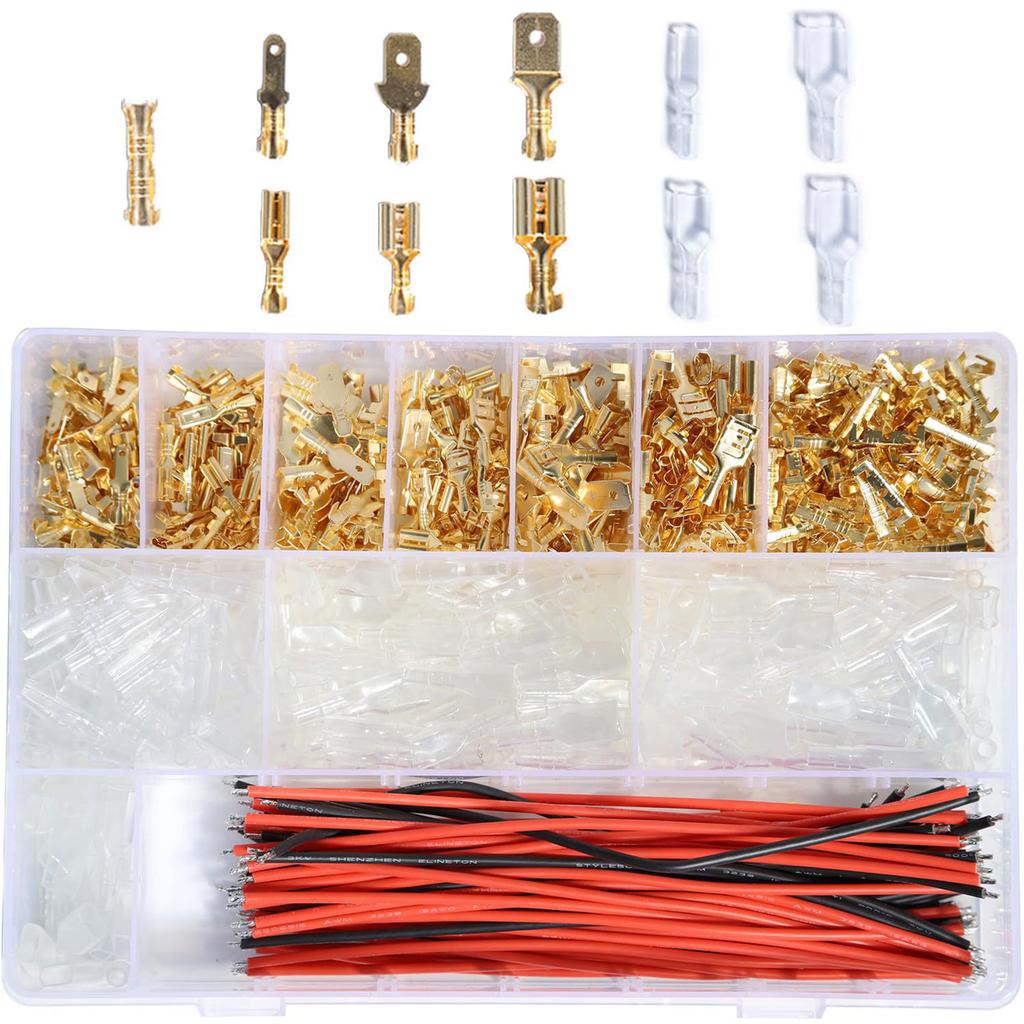 810pcs Spade Connector Set With Male/Female Terminals Comprehensive Stable Spade Terminals Set for Corrosions Resistance