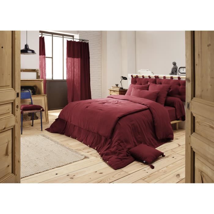 Taie Traversin - GAÏA - Lie de vin - 100% gaze de coton - 85 x 185 cm - Lavage 30°