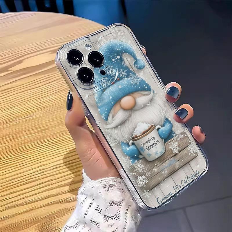 Christmas Winter Snow Gnome Clear Phone Case For iPhone 17 11 13 12 15 14 16 Pro Max XS X XR 16E 7 8 Plus Soft Clear Back Cover