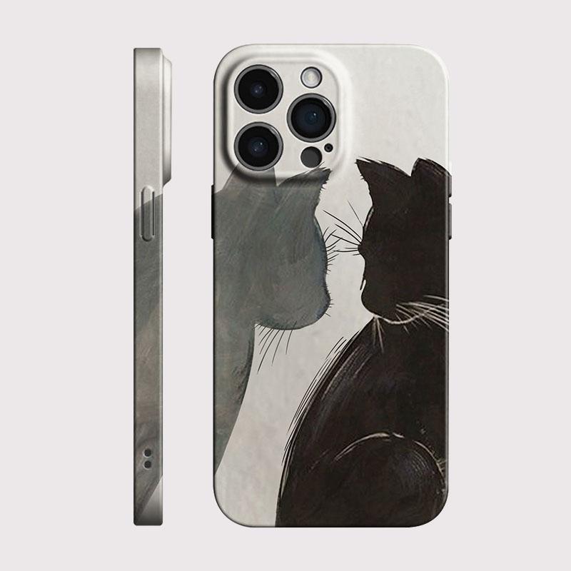 Couple Cat Glossy Film Hard PC Phone Case for Google Pixel 7 7a 8 8a 9 9a Pro XL 5G