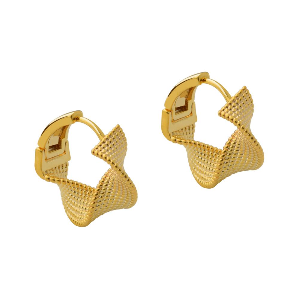 Twisted Hoop Earrings, Gold Plated Huggie, Designer Jewelry, Braided Statement Earrings for Women