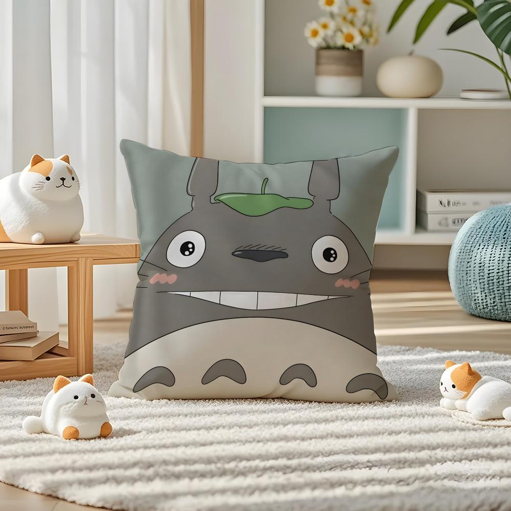 T-Totoro Pillow Case Silky Elegant Comfort Sofa Bed Invisible Zipper
