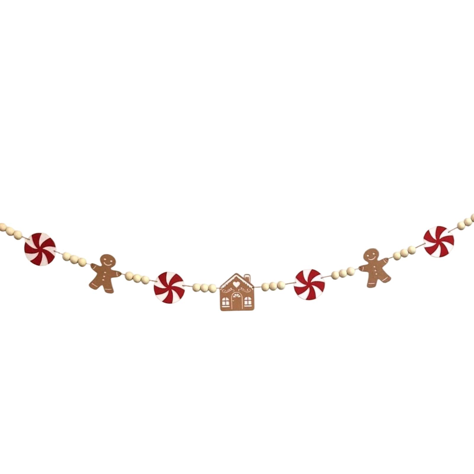 

Рождественская елочная гирлянда с деревянными бусинами, праздничный баннер GreenTrees, декор для дома.