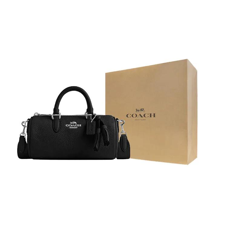 COACH Lacey Cow Leather Boston Bag , Handbag , Shoulder Bag , Crossbody Bag Small Women's Black (Unisex) Handbags CJ571 SVBK