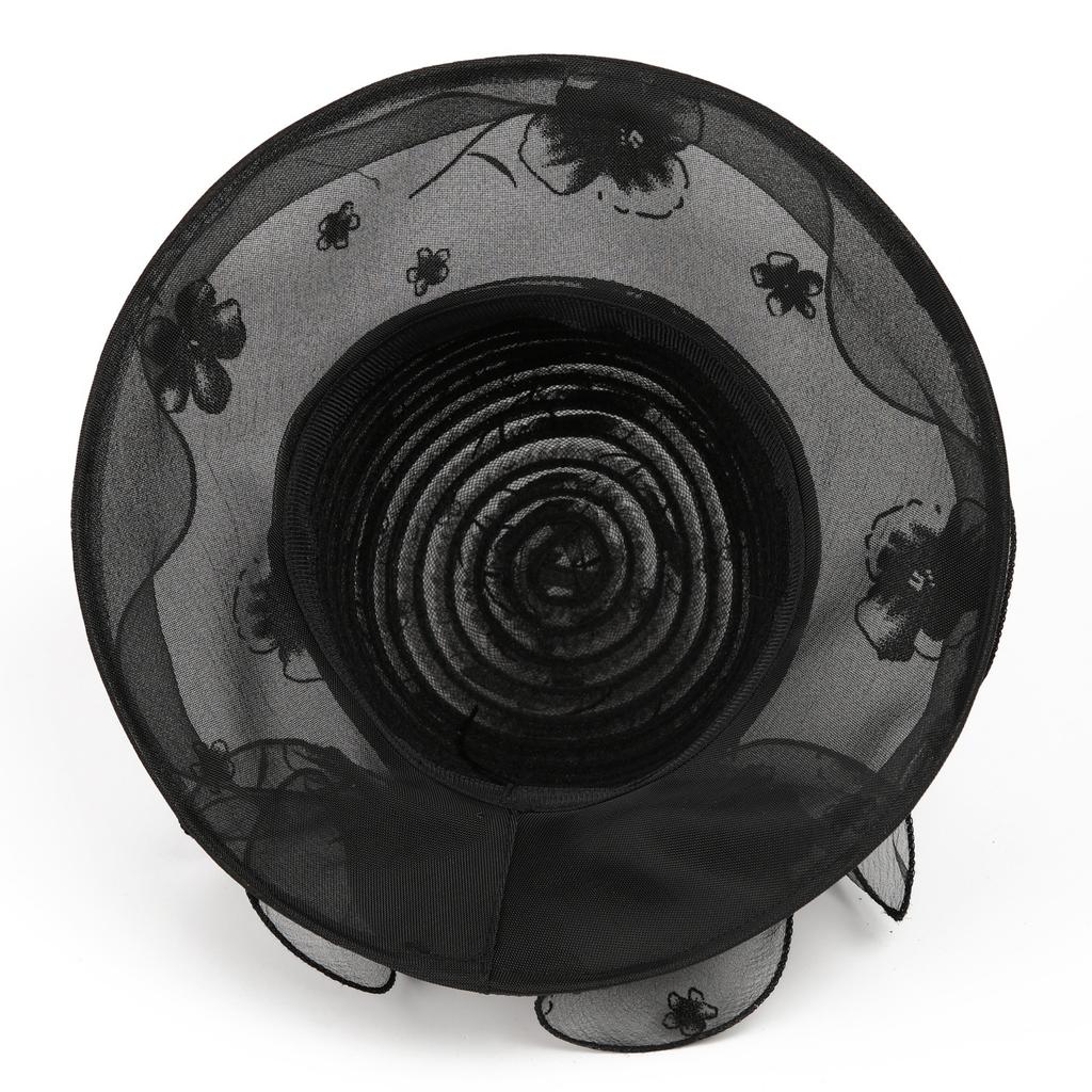 New organza sun hat children spring and summer versatile elegant retro flower bucket hat sun protection breathable cool hat