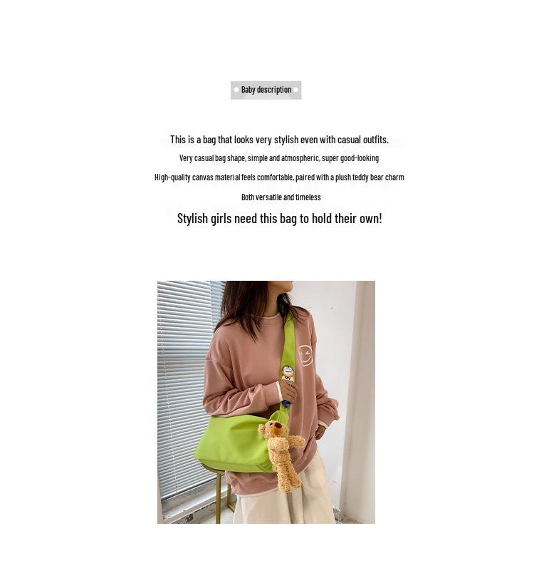 Teddy Dog Plush Crossbody Bag - Multi-color Nylon Pendant for Girls