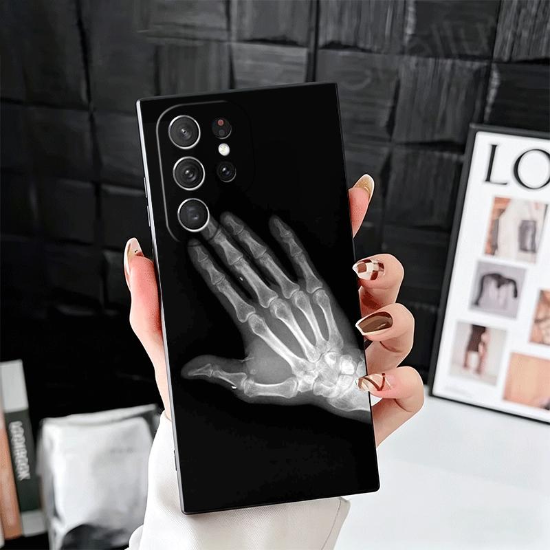 Funny X-Ray Hand Bones Soft Phone Case for Samsung Galaxy S26 S25 Edge S24 Ultra S23 Plus S22 S21 FE S20 Black Cover Back Shell