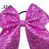 Stage Costume Accessories Sequins Hair Bows, Elastic Tie, Large Cheerleading Shiny Bows for Girls Band Ponytail Holder, Glitter Scrunchies Women Teens