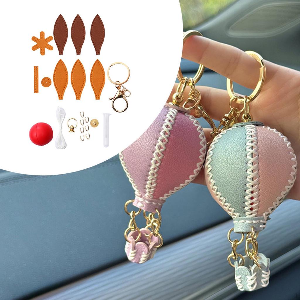 DIY Sewing Keychain Kit Bag Charm Making Party Favors Cute Keyring Colorful Air Balloon Pendant