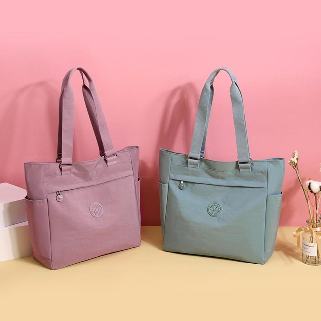 JIANLINST Women's Nylon Tote Bag, Waterproof, Large Capacity, Lightweight, Multifunctional, A4 Size, Popular, Stylish, Perfect for Commuting, School,