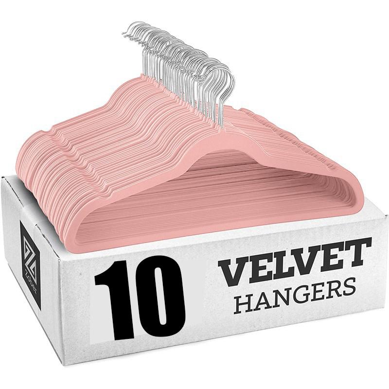 10PCS Velvet Non-Slip Clothes Hangers,45CM Space Saving Ultra Slim Hanger for Coat Pants Dress,Wardrobe Storage Adult Magic Rack