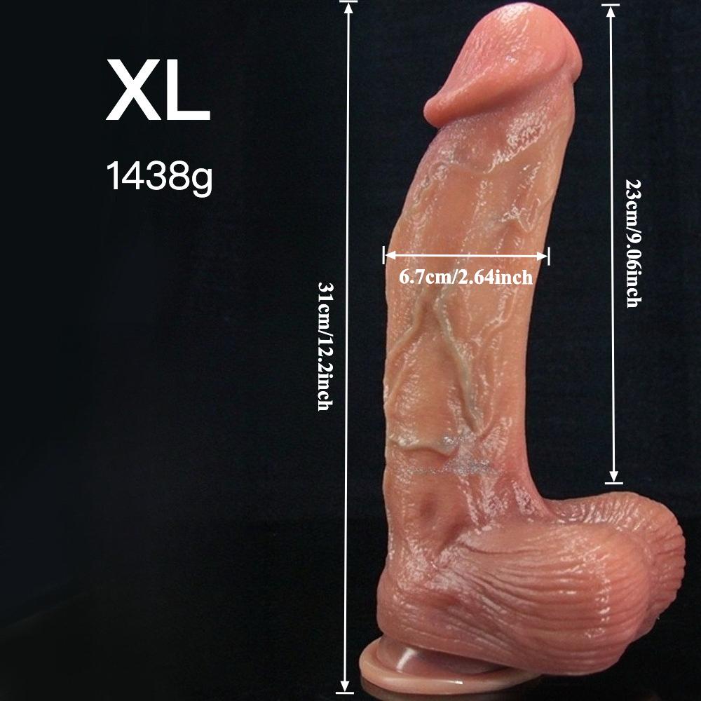 Ultra Realistic 12.2” Silicone Dildo with Strong Suction Cup, Curved Beginner Penis Toy for G-Spot & Anal Play, Hands-Free Adult Sex Toy