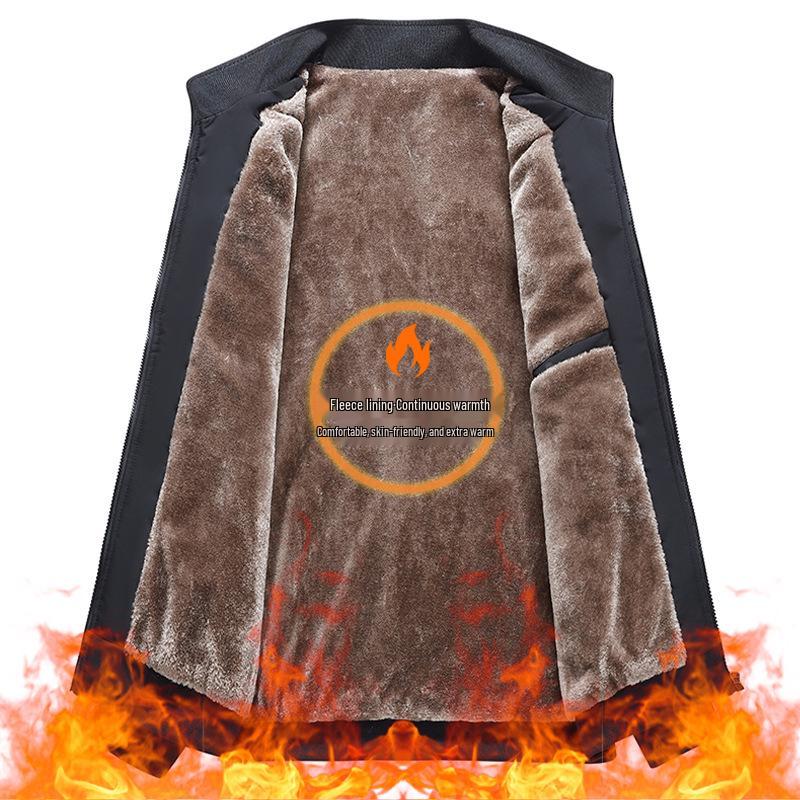 Men's Cross-Border Warm Cotton Stand-Up Collar Jacket - Large Size Casual Coat for Middle-Aged and Elderly