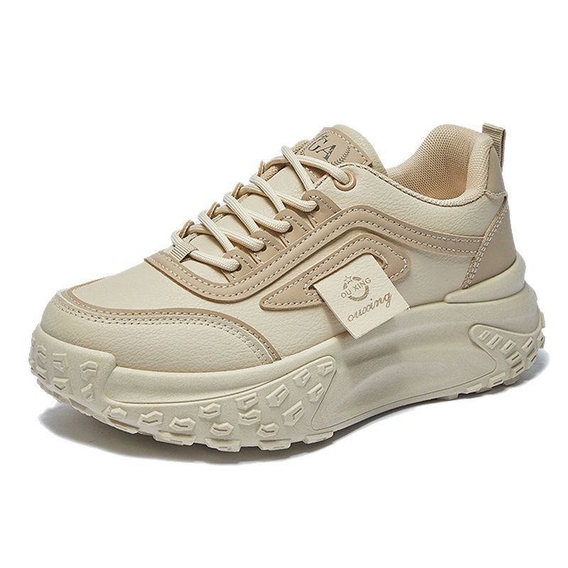 Popular dad shoes children's 2025 new spring platform casual versatile light feet women's shoes leather round head