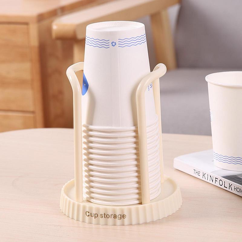 Wooden Disposable Cup Storage Holder Rack Tabletop Water Tea Cups Dispenser Shelf Bathroom Mouthwash Cup Dispenser Organizer