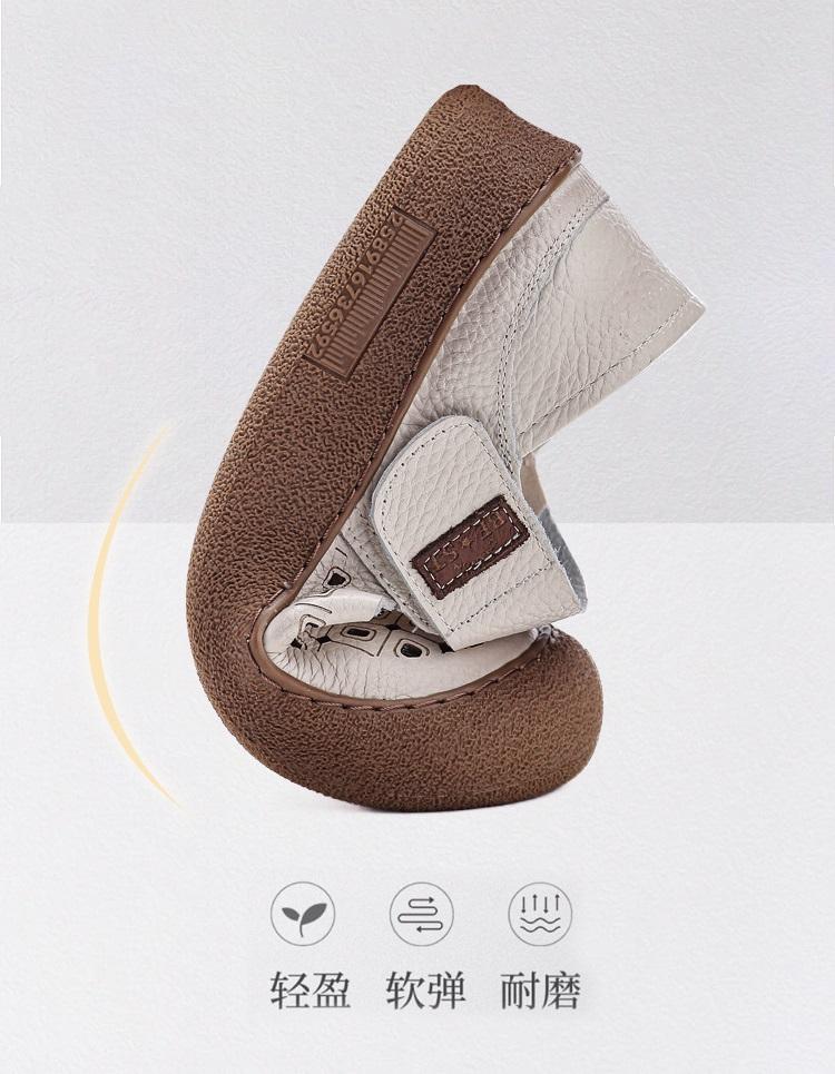 Fashion New arrival cutout cow leather sandals women summer mary jane flats shoes woman hook loop soft loafer ladies breathable sandals