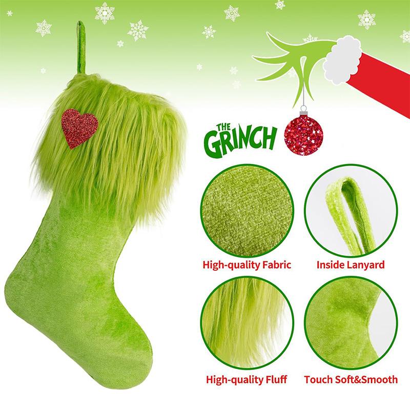 Vánoce 2025 Zelená dárková taška Potřeby pro domácí párty Řemeslné výrobky Ozdoba na vánoční stromek Sametové ponožky DIY Festivalové dekorace
