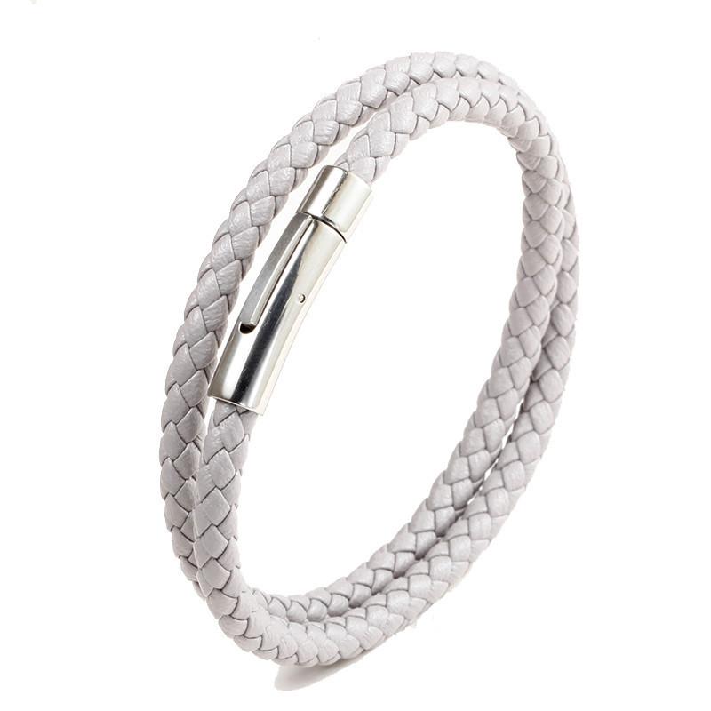 Doppelkreis Leder Edelstahl Armband Herren Retro Punk Armband Mode Lässig Leder Metall Armband Trendiger Täglicher Schmuck Geschenk Zubehör