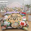 Easter Egg Duvet Cover Set Cartoon Cute Egg Bedding Set Happy Easter Theme Comforter Cover for Kids Teens Microfiber Bedclothes