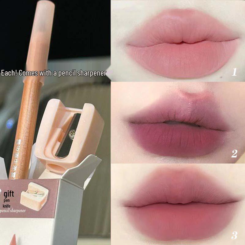 Feixi Soft Mist Lip Liner: Long-lasting Nude Lipstick with Built-in Sharpener.