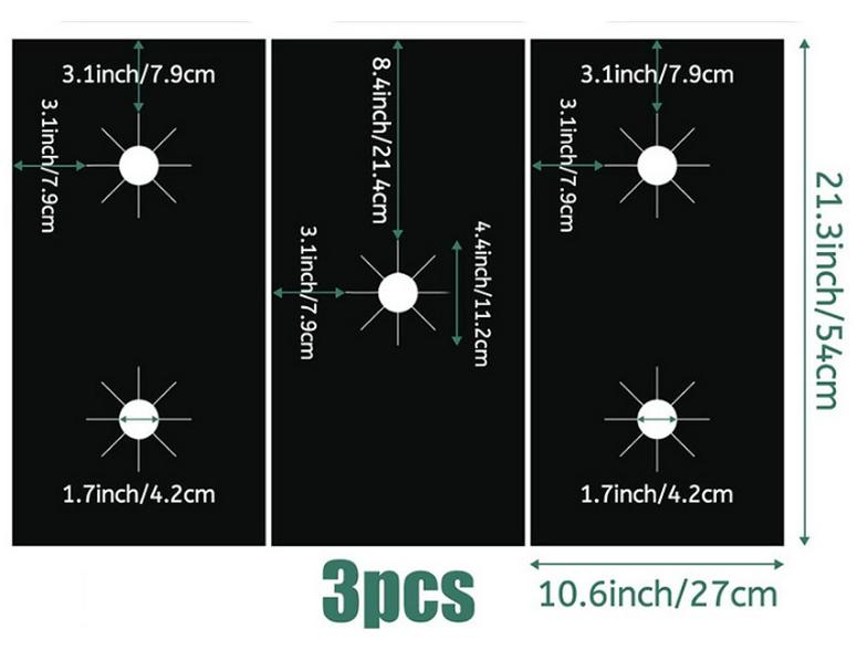 Five-hole Teflon Gas Stove Oil-proof Cleaning Mats - 3-piece Set