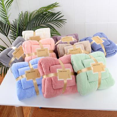 Pure Color Towel Bath Towel Set Coral Fleece Beach Towel Gift Thicken Soft Absorbent