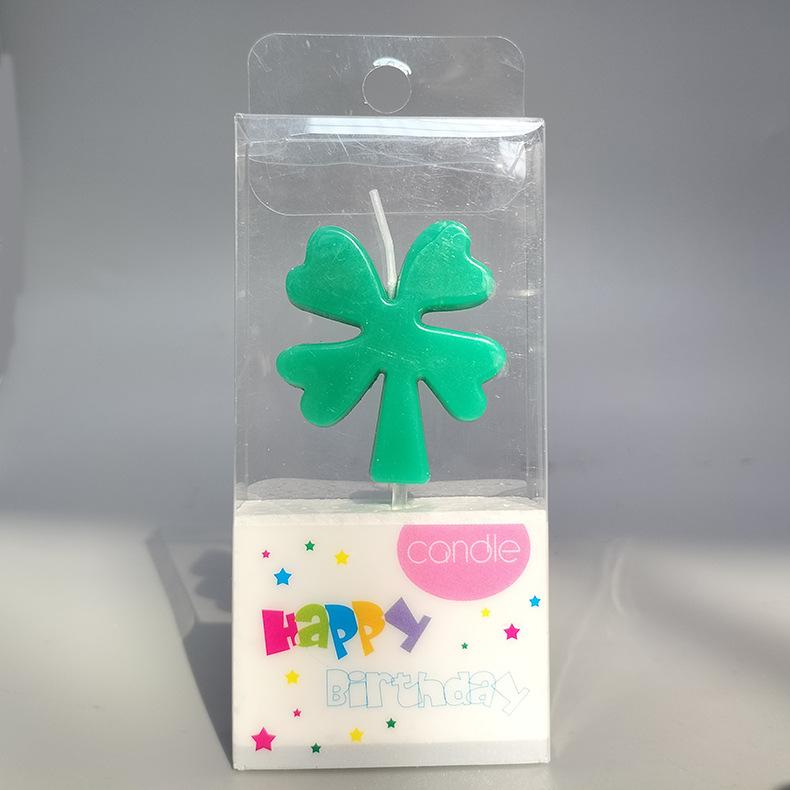 

Lucky Four-leaf Clover Cake Decoration Birthday Candle Atmosphere Party Baking Creative Plug-in Candle