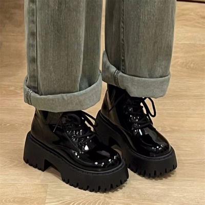 Korean Version of Black Martin Boots for Women's Autumn 2025 New Thick-soled Thick-heeled Short Boots, Sweet and Cool Small Short Boots Ins