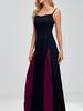 2025 Spring Women's Fashion Color Block Sling Dress with Loose Big Swing and Waist-Hugging Design