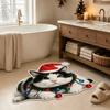 Cute Cat Pattern Christmas Cat Doormat Stain Resistant Indoor Floor Rug Bathroom Floor Mat  Bedroom