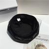 Stylish PU Leather Beret Retro Mesh Black Beret Trendy Painter Hat Popular Pumpkin Hat