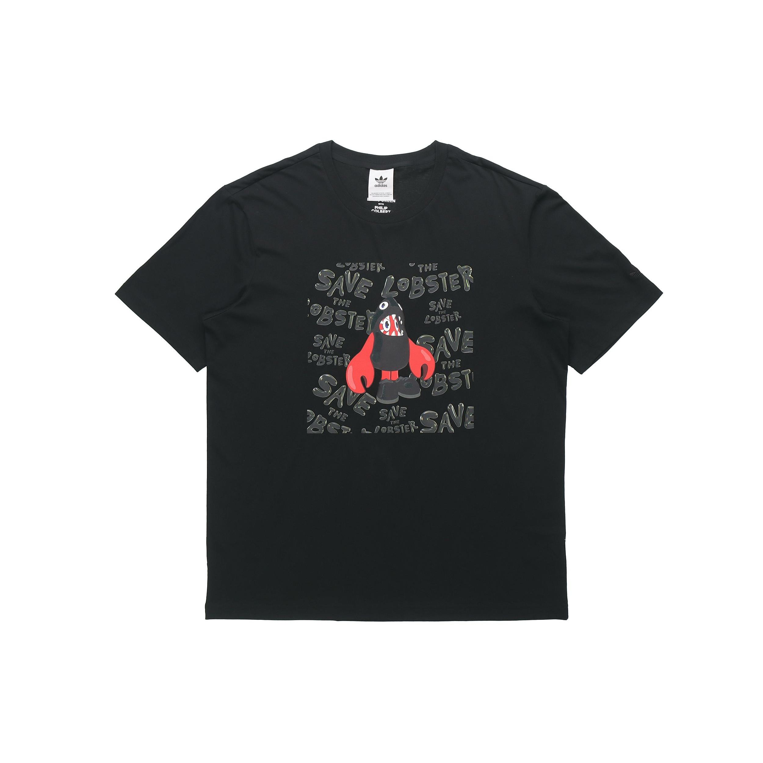 adidas originals Artist Tee Ss Dragon Printing Round Neck Pullover Sports Short Sleeve Black Men s HA4699 S