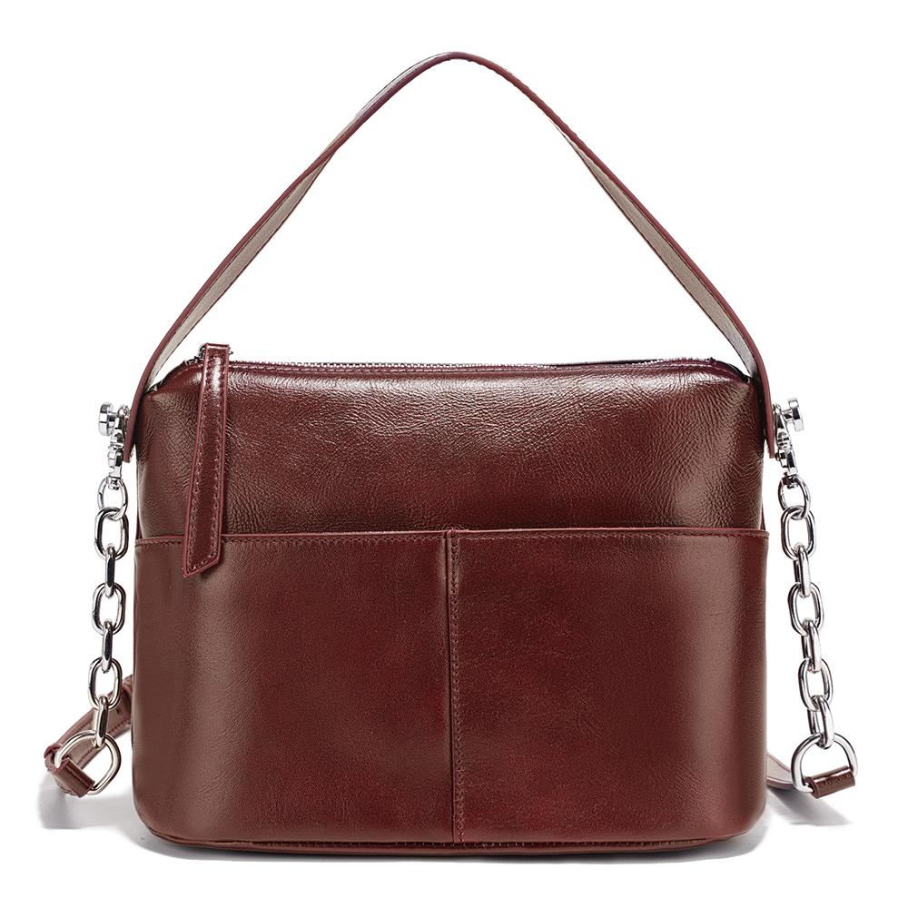Zency 2025 Chain Handbag Soft Leather Shoulder Top-Handle Crossbody Bag