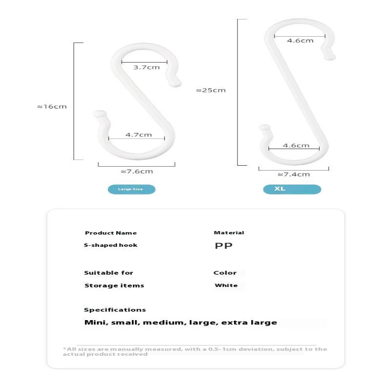 8Pcs S-Shaped Door Behind Hook Multi-Purpose Kitchen Hooks Wardrobe Clothes Cross Bar Universal Portable Bathroom Plastic Hook